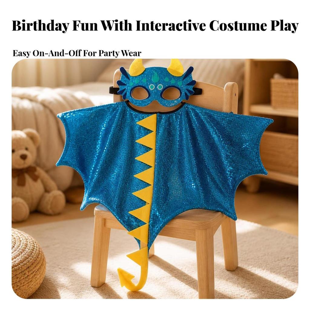 Dinosaur Cape Wing-Like Costume with Tail Comfortable for Young Children