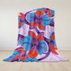 Blue And Red Orchid Illustration Flannel Blanket Warm Soft Halloween Christmas Couch Warm Cozy Decorative Decor For All Season