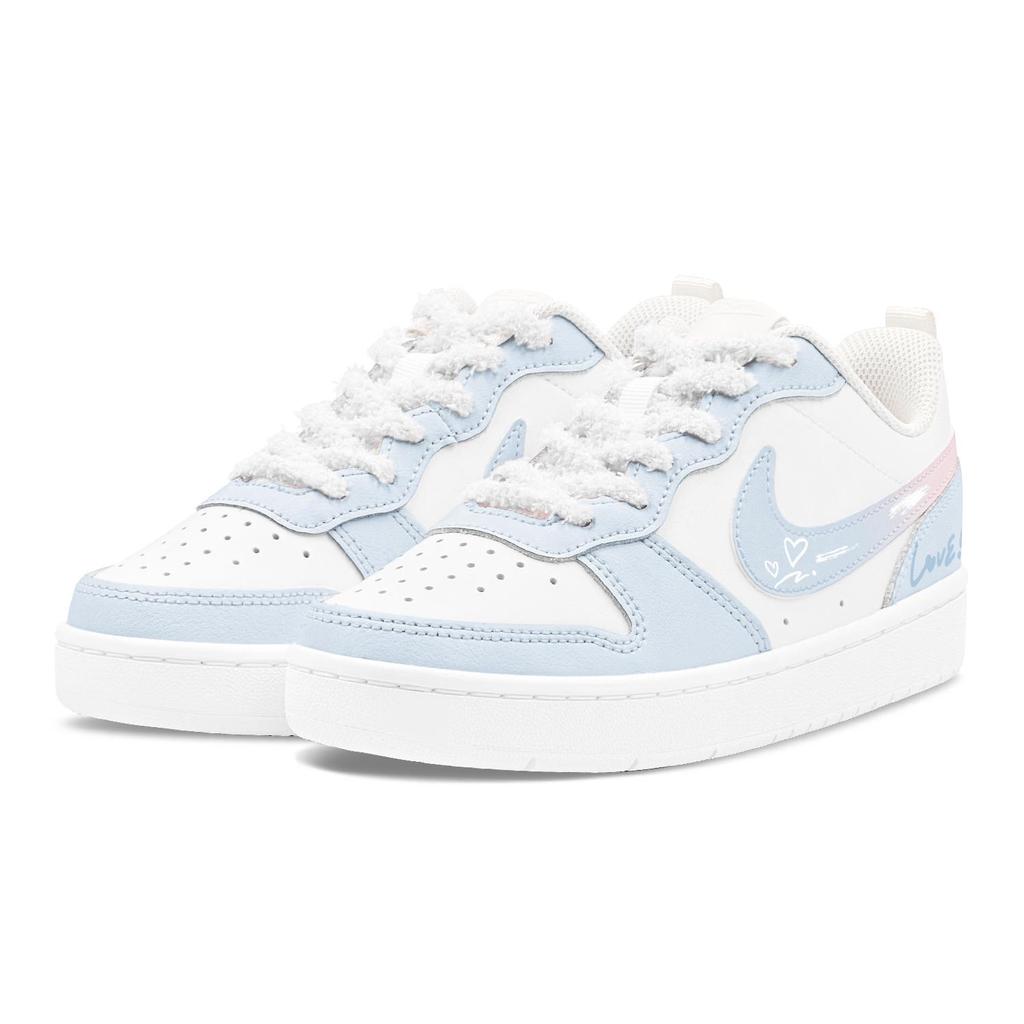 Nike Court Borough Romantic Favor, Dream Blue Heart, Couple's, Fresh Aesthetic, Comfortable Versatile BQ5448-100(Team1655-S-BOX)