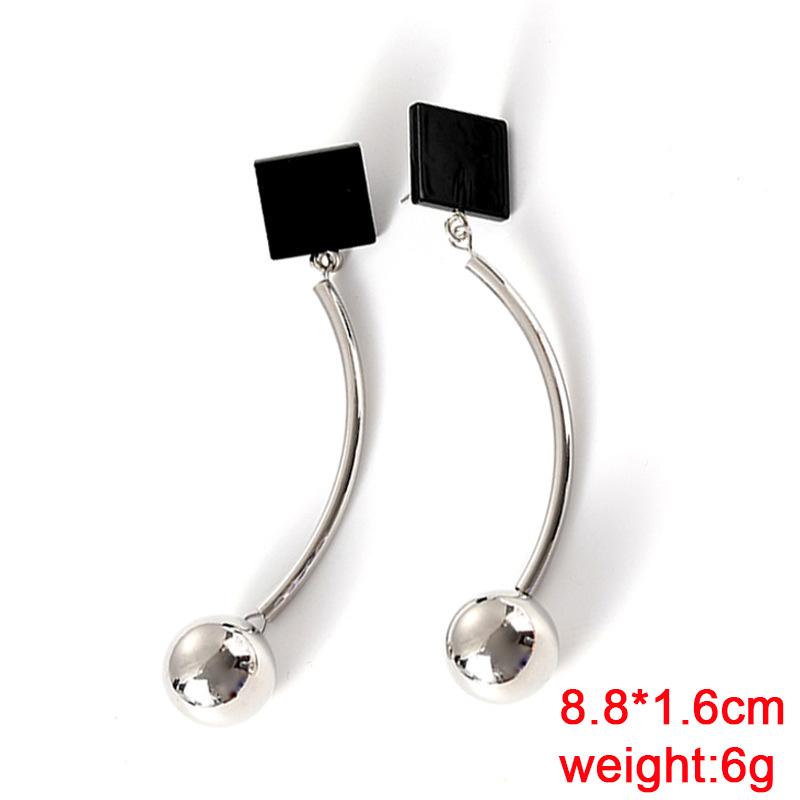 Black Dangle Earrings Crystal Square Pendants Women's Hanging Earrings Korean Bowknot Pearl Flower Earrings