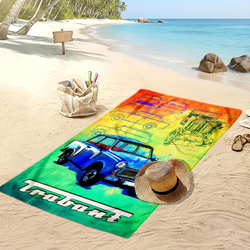 Trabant 601 Bedrucktes Schnelltrocknendes Strandtuch Super Saugfähiges Weiches Leichtes Badetuch für Pool Sommerreisen