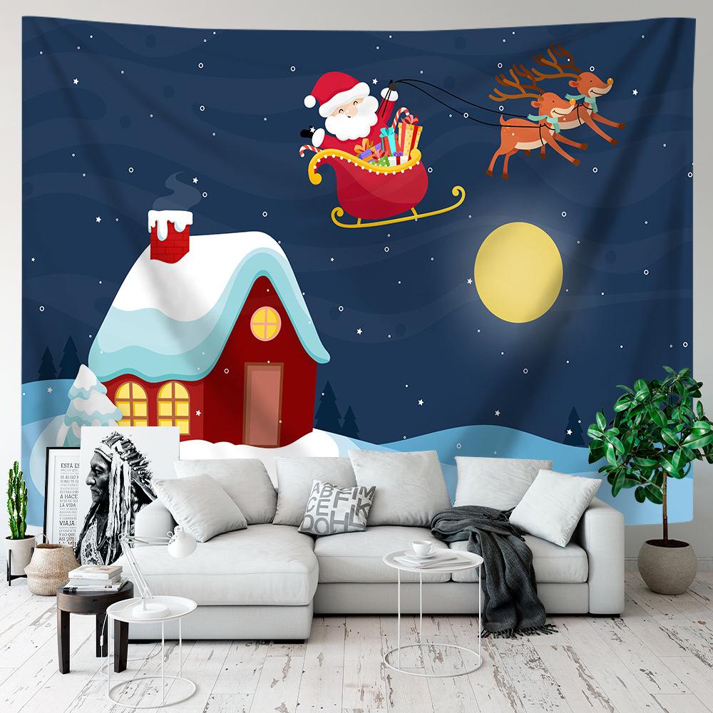 Cartoon Tapestry Christmas Wall Hanging Background Cloth Room Party Decoration