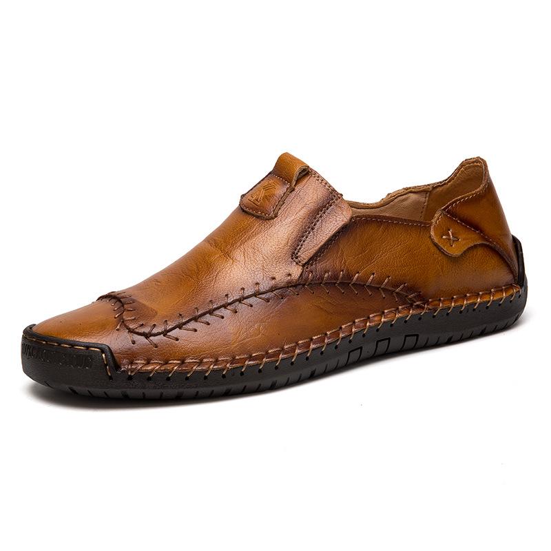 Spring 2020 Men's Large Size Leather Driving Moccasins - Retro Business Casual Shoes