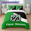 Set Biancheria da Letto Personalizzato Hannover 96 con Nome Testo 1 Copripiumino+2 Federe Logo Calcio Regalo Personalizzato per Occasione Speciale Decorazione Camera da Letto