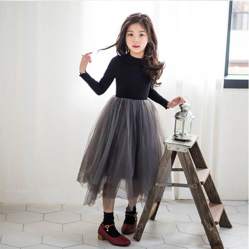 YUBAOBEI Kinder Winter Plus Samt Kleid Mädchen Spitze Tüll Prinzessin Kleid Geburtstag Party Langarm Kleid