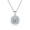 Square Square Pendant S925 Sterling Silver Zircon Necklace High Sense European and American Fashion Women's Necklace