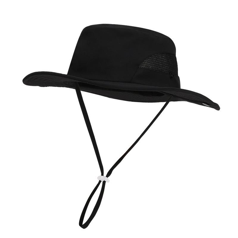 Sunscreen Breathable Summer Hat Withsolid Color Drawstring Design Daily For