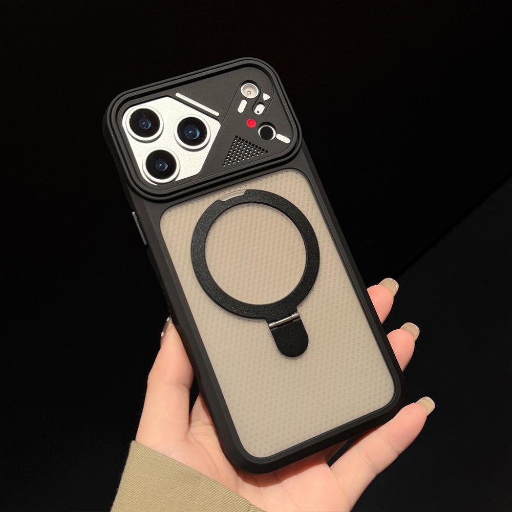 Luxury Matte Soft Frame For Magsafe Holder Case For iPhone 17 16 15 14 13 12 Pro Max 11 17Promax Bracket Shockproof Armor Cover
