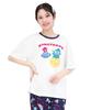 SAZAC Cosmic Hangyodon Pajama Powder Stretch Short Sleeve and Long Pants Loungewear x Set, Fabric, Women's Set, (White Navy/M/SAN1954)