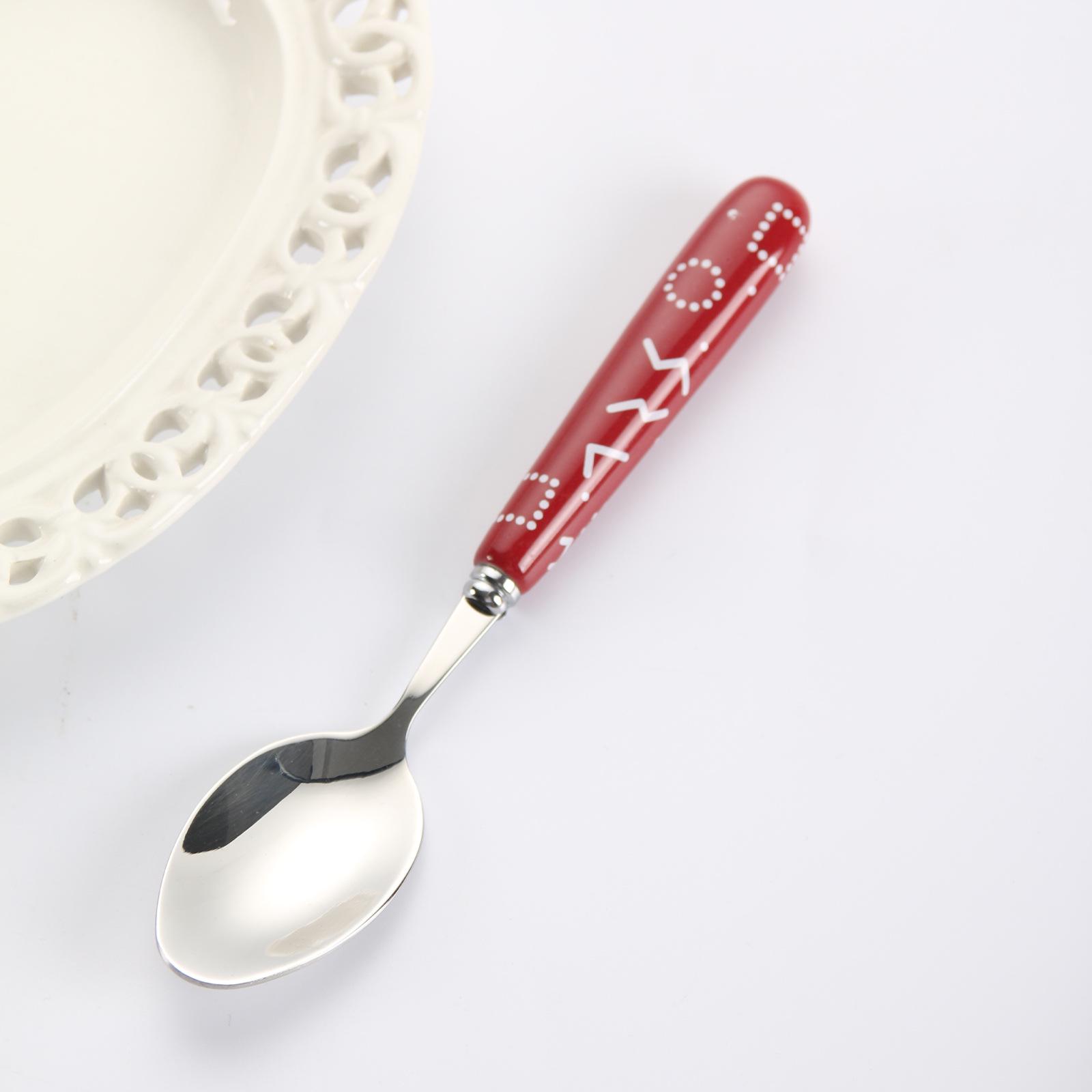 Элегантный набор десертных ложек из керамики и нержавеющей стали - Высококачественная ложка и вилка из стали 304 для послеобеденного чая