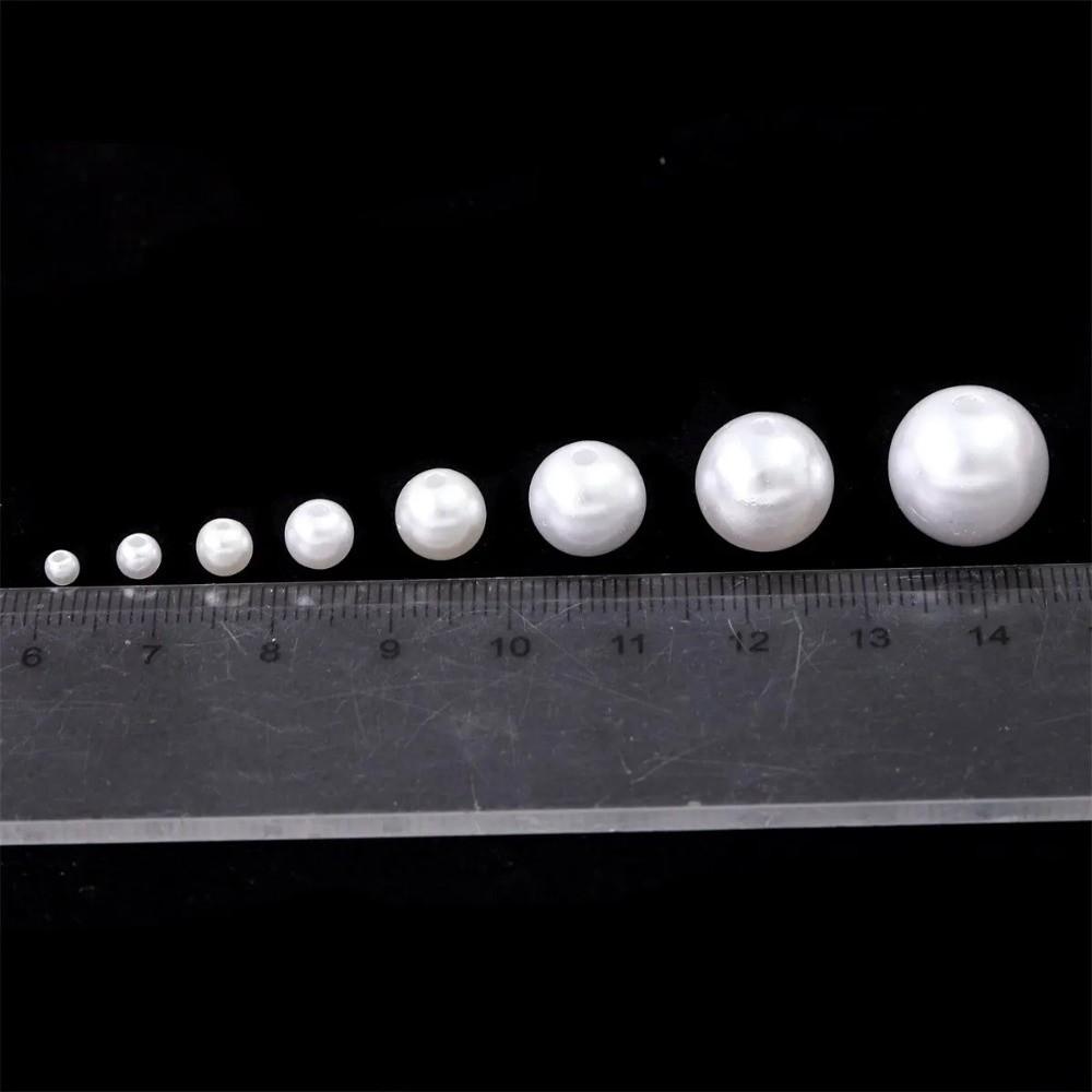 800pcs 3-14mm ABS Pearl Beads White Imitation Pearl Beads Acrylic Mixed Pearl Beads  Sew Craft