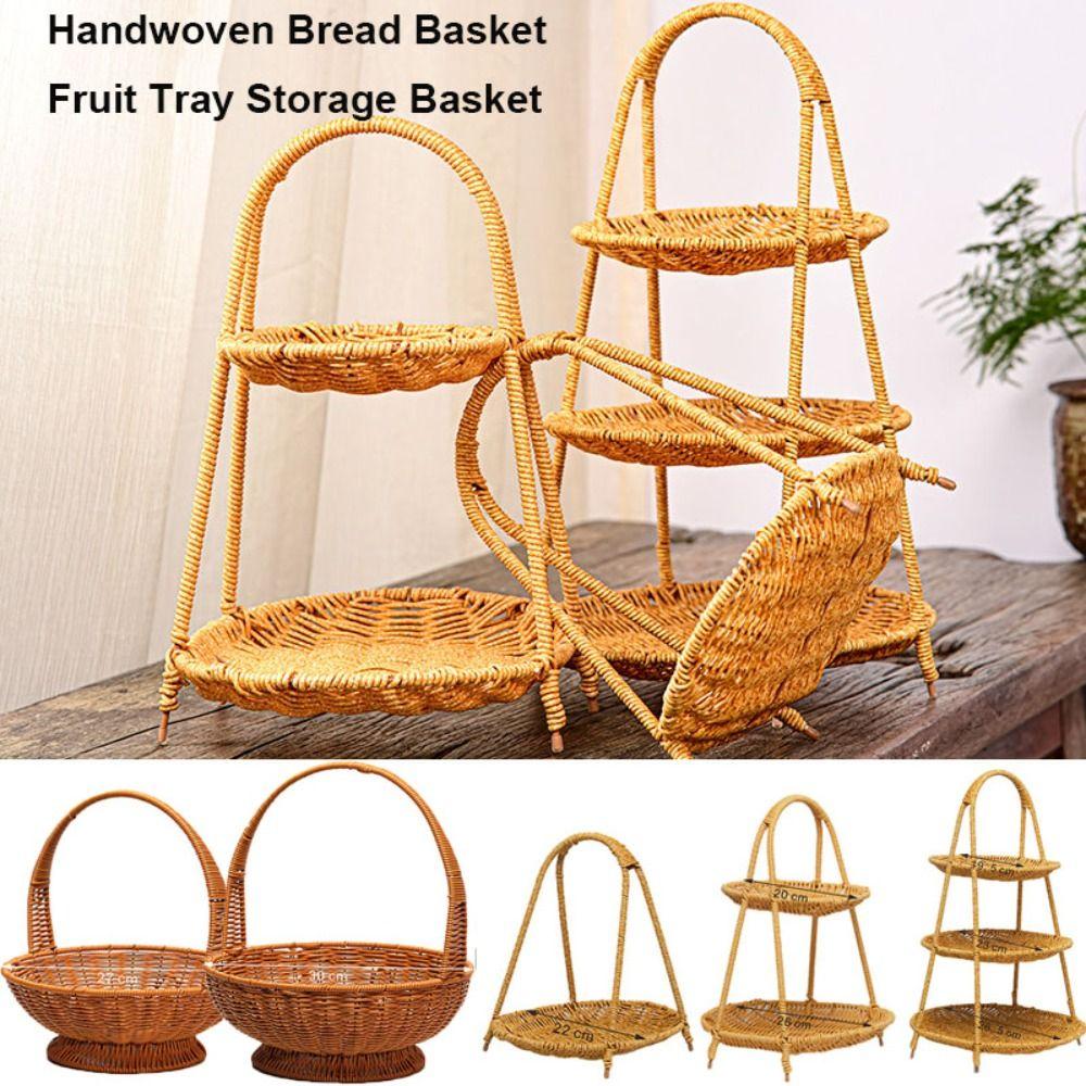 

Breathable Handwoven Bread Basket Multifunctional Outdoor Picnic Basket Storage Bin 22*24.5cm