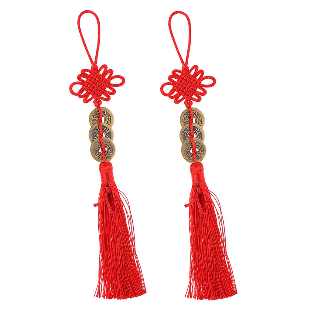 Chinese Knot Tassel Feng Shui Coin Pendant Wall Hanging Decor