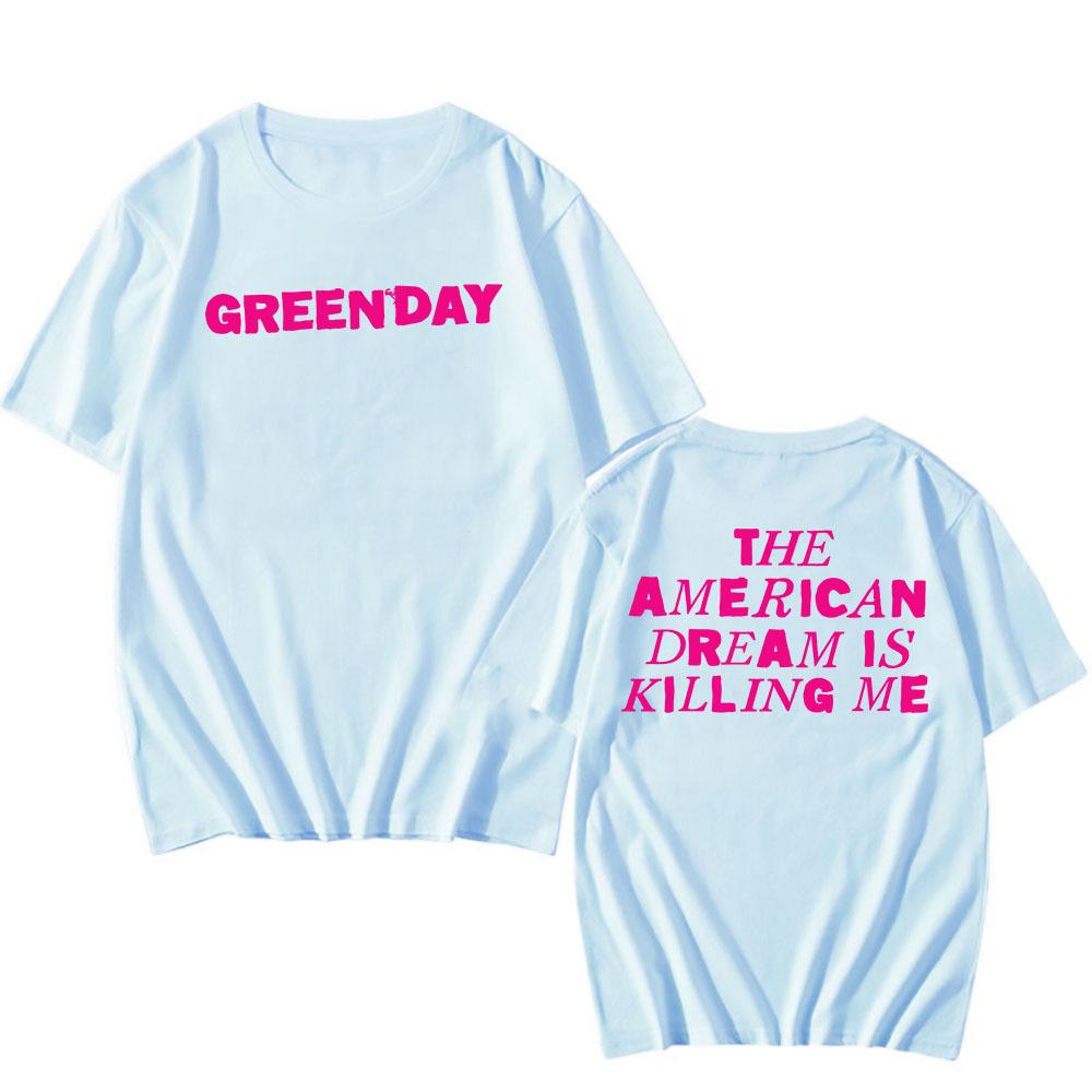 SAVIORS The American Dream Is Killing Me T-shirt Rock Band Green Day Tshirt Cotton Summer Short Sleeve T Shirt Men Clothing Top