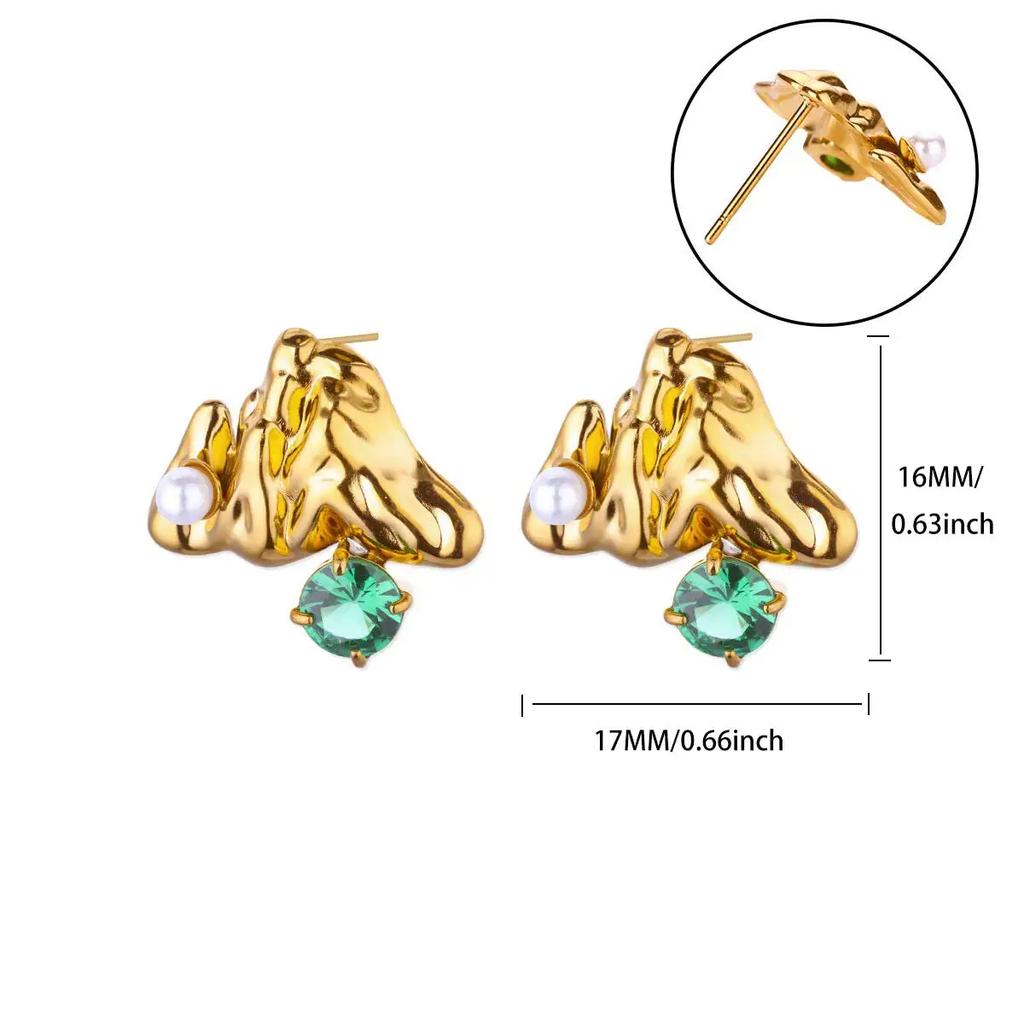 Fashion Temperament Butterfly Stainless Steel Temperament Geometric Pearl Earrings Trendy Personality Design Stud Earrings