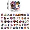 50pcs PET Halloween stickers, featuring cartoon ghosts, black cats, waterproof witches designs for holiday parties gifts for kid