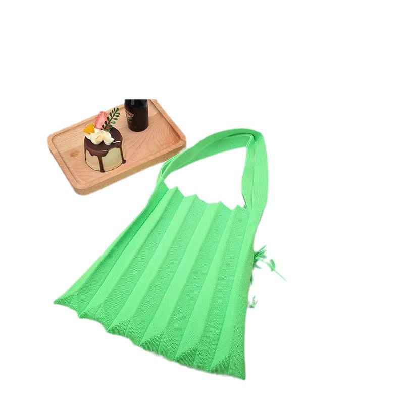New Korean Style Pleated Knitted Shoulder Handbag for Women