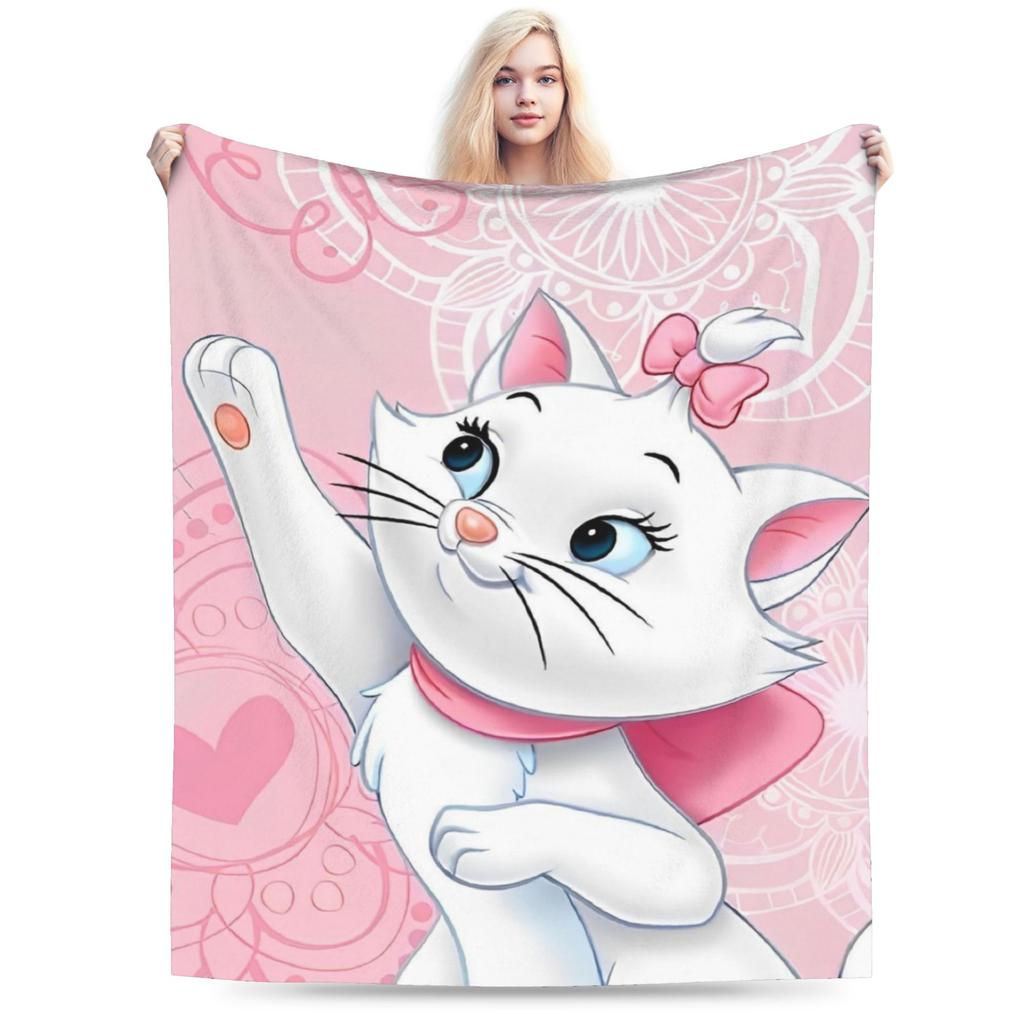 Aristogatos Marie Gato Mantas Tejidas Rosa Lana Manta de Tiro Verano Aire Acondicionado Portátil Suave Cálido Colcha