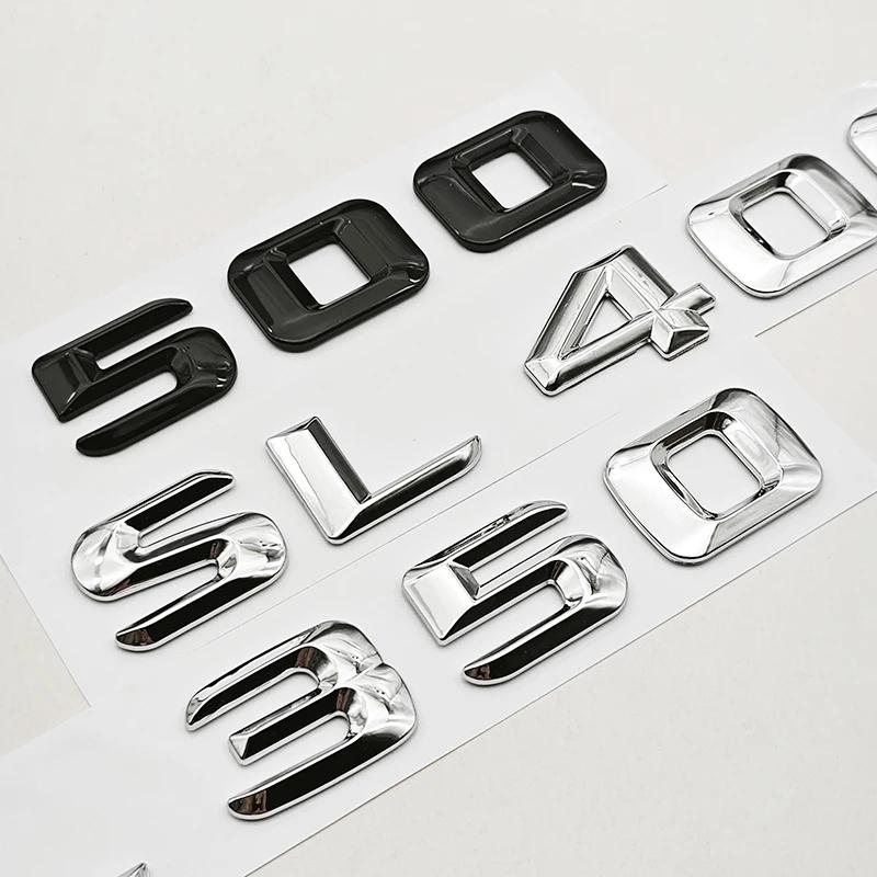 3D ABS Car Letters Badge Sticker Rear Trunk Logo SL350 SL400 SL500 Emblem For Mercedes Benz SL350 SL400 SL500 R230 R231 R129 RL2