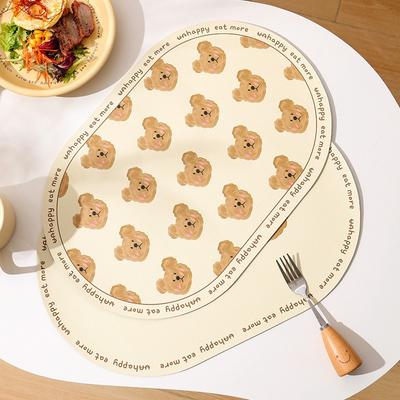 Cute Bear Leather Placemat Heat Insulation Mat High-grade Coffee Western Food Mat Waterproof Office Desktop Mat