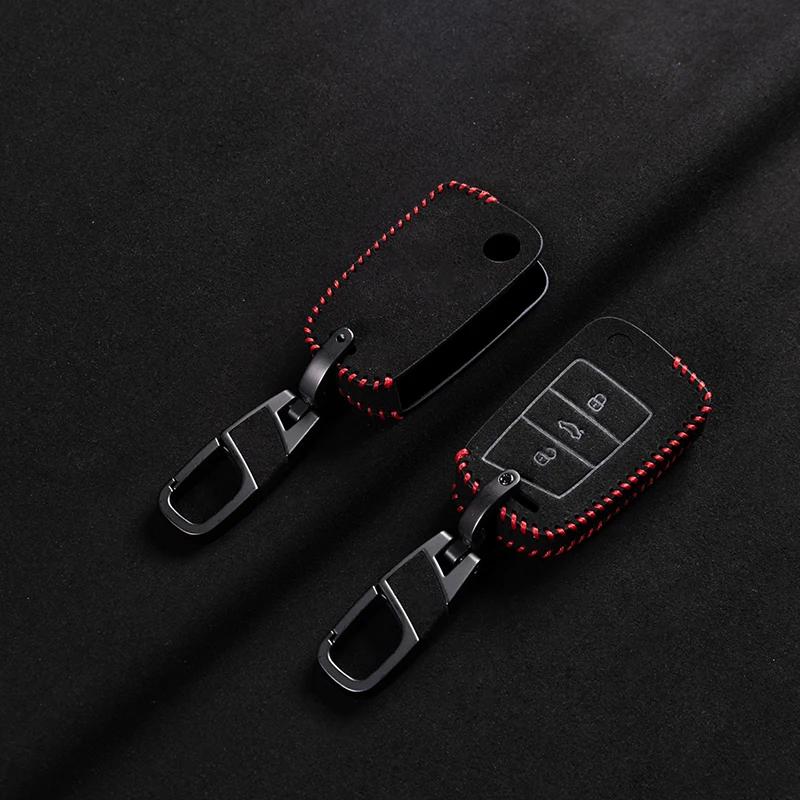 Leather Car Key Cover Case For Volkswagen Vw Golf 7 Mk7 Vii Gti Tiguan Mk2 Polo Caddy T5 Skoda Octavia A7 Kodiaq Seat Ateca Leon
