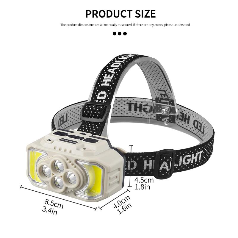 Kraftig LED hodelykt lommelykt USB oppladbar lommelykt hodelykt Vanntett hodelykt Camping Fiske Gruvelys Lampe Lommelykt