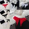 Low Waist Lace Flower Briefs Women Pearl Decor Mesh T Panties Sheer Mesh Lace Thong  Home
