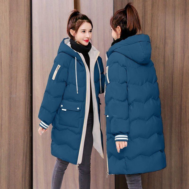 Mittellange Daunenjacke für Damen Lockere Baumwollwattierte Jacke Winterbekleidung Warme Baumwollwattierte Jacke