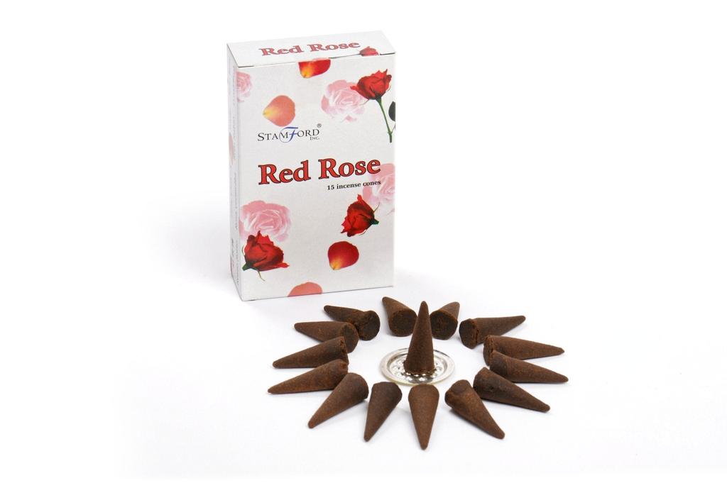 Incense Cones Red Rose, 15 Pack Stamford