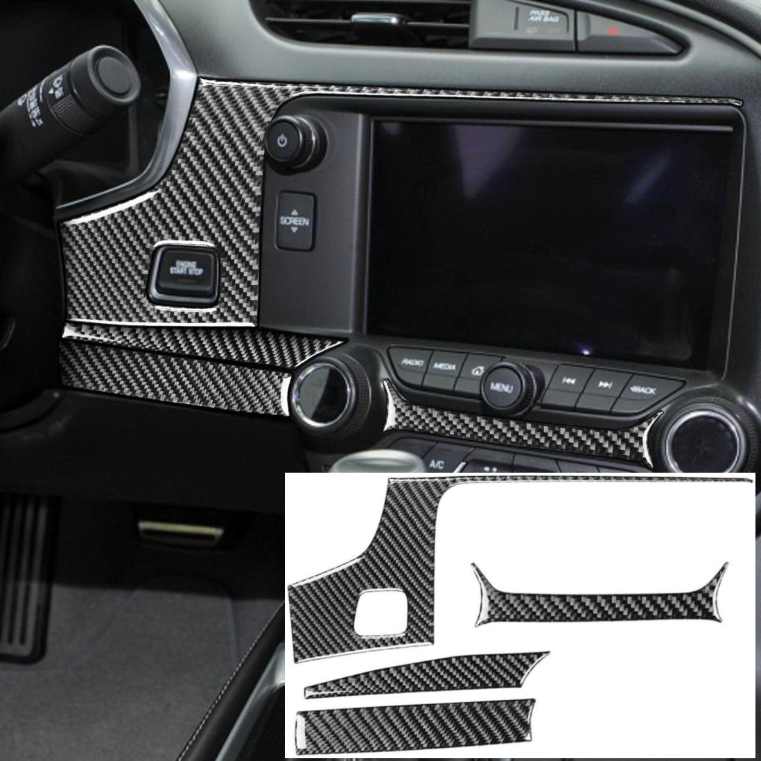 4Pc Real Carbon Fiber Center Console Panel Cover For Chevrolet Corvette C7 14-19