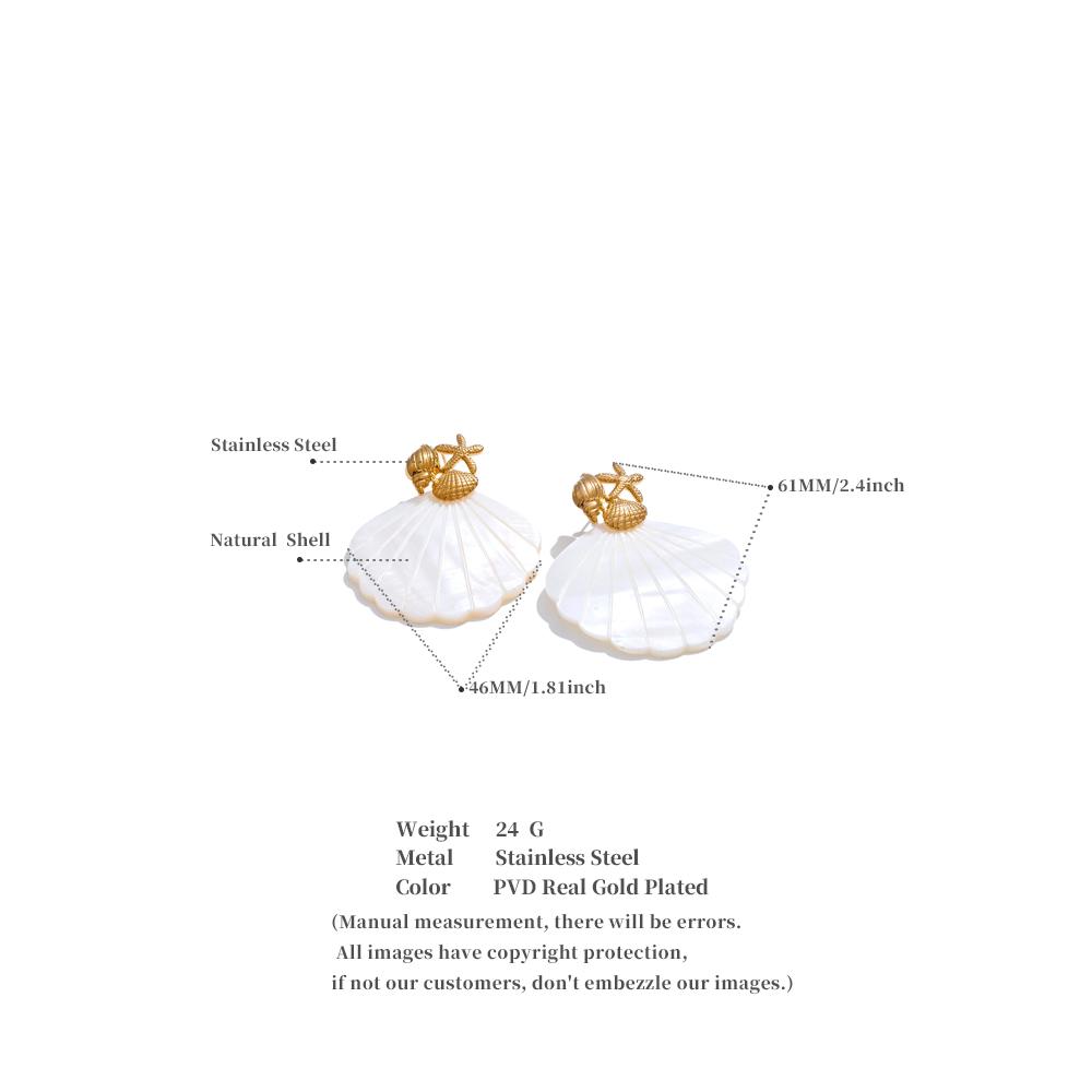 Eetit Øredobber med store hengende anheng i havstil med sjøstjerne og skjell for kvinner, rustfritt stål, sommer, strandferie, hverdagssmykker 2025