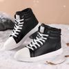 High-top Casual Board Shoes Women's Autumn 2025 New Large Size 46 Small Size 35 White Shoes PU Thick-soled Single Cotton Shoes