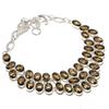 Lab Created Smoky Quartz Necklace 18" Adjustable Chain Oval Cut Gemstone Jewelry