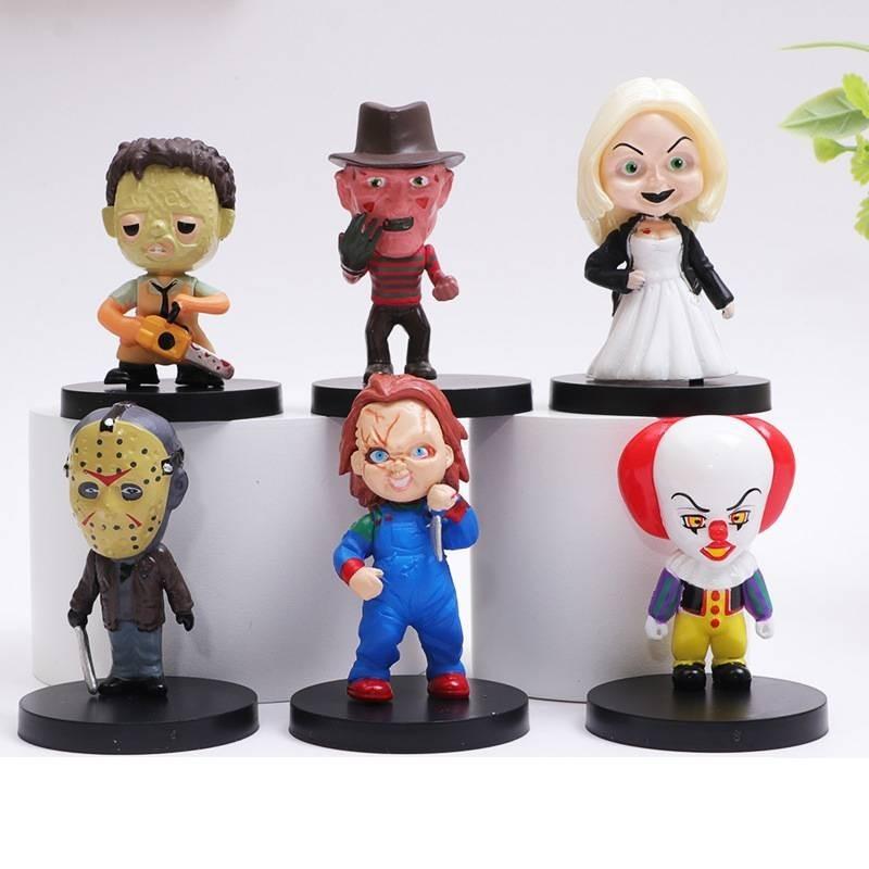 Halloween Horror Bride Ghost Doll Action Figure Mini Crow Clown Model Ornament