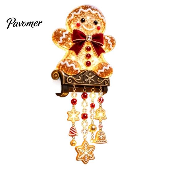 Joyful Holiday Atmosphere Lamps Lighted Christmas Railing Figurine, Cute Santa/Elk/Penguin/Gingerbread Cascading Lights Rail Light for Porch