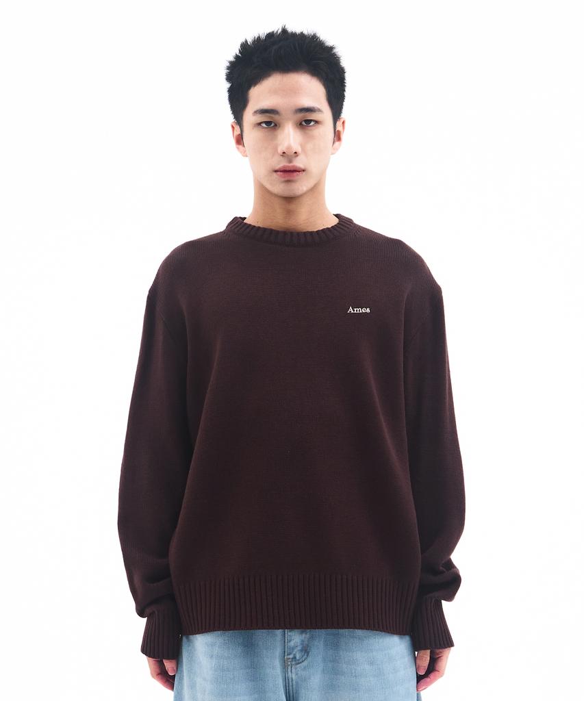 AMES-WORLDWIDE Basic Small Logo Knit Brown