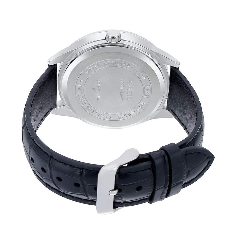 Casio STANDARD Series 50 Meters Waterproof Fashion Quartz Movement Leather Strap Japanese and Korean Watch Men's Watch White Dial MTP-SW340L-7AV