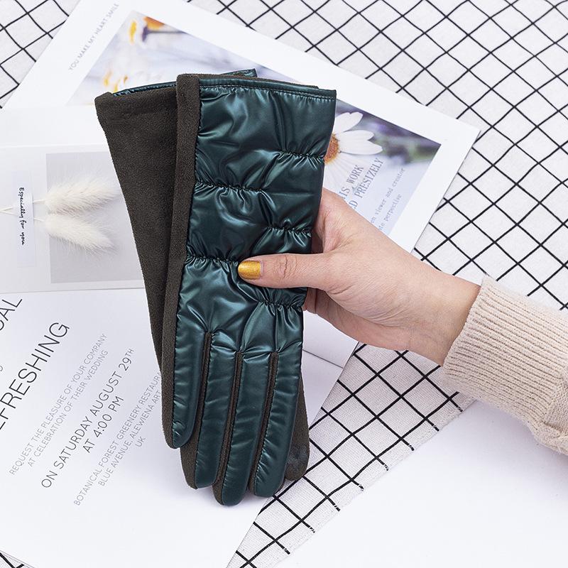 Women Gloves Down Cotton Keep Warm Winter Female Waterproof Thermal Fleece Lined Touch Screen Non-slip Riding Motorbike