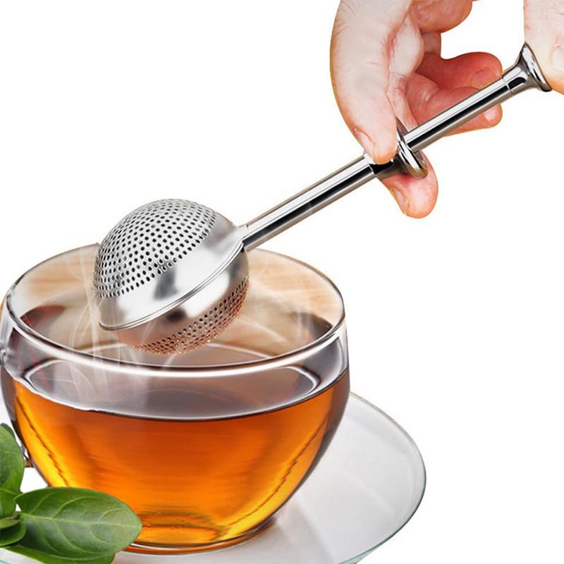 1Pc,304 stainless steel tea leak ball press telescopic semi-leakage tea filter tea filter tea filter tea filter