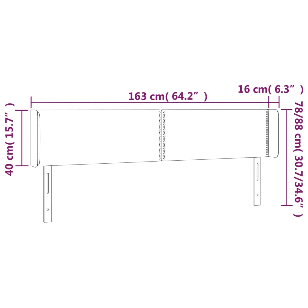 Vidaxl Zagłówek Do Łóżka Z Led, Ciemnoszary, 163X16X78/88 Cm, Aksamit