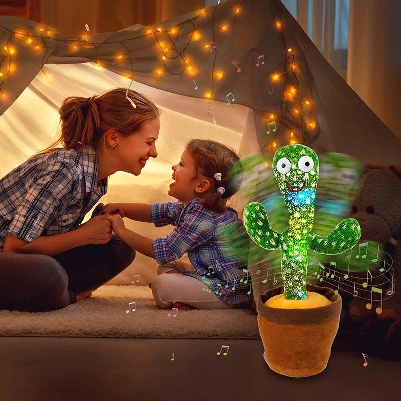 Dancing Cactus Song Speaker Talking Usb Battery Voice Repeat Plush Cactu Dancer Toy Talk Plushie Stuffed Toys For Kids Gift