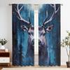 Deer Curtain - Elegant Deer Heads Window Drapes in Blue & Purple   Light Blocking Living Room Curtains with Grommets   Machine