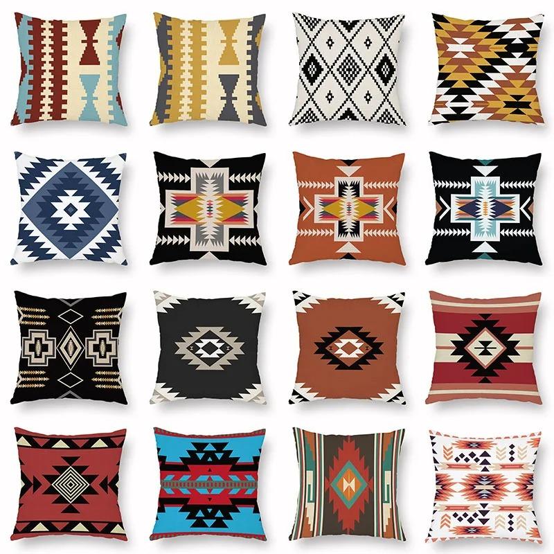 Office Living Room Home Pillowcase Geometric Exotic Ethnic Style Pattern Pillowcase Car Ornaments