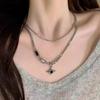 Mangxing double-layer necklace men's trendy sweater chain light luxury niche design hip-hop style couple boys and women's collarbone chain