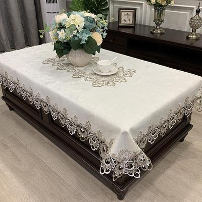 Rechteckige Tischdecke, luxuriöse Stickerei-Spitze-Tischdecke, Blume, elegante, ausgehöhlte Tischdecke, Handtücher, Esstisch-Dekoration