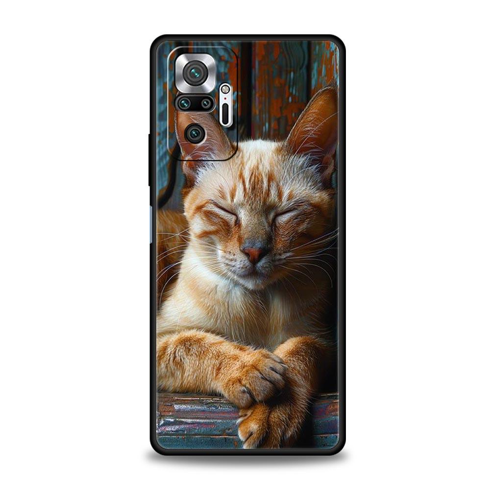 

Phone Case For Xiaomi Redmi Note 14 13 12 5G 11 10 Pro Plus 4G 9S 9 14C 13C 12C 10C 9C 9A Soft TPU Cover lovely sleep kitten Redmi Note 13 5G