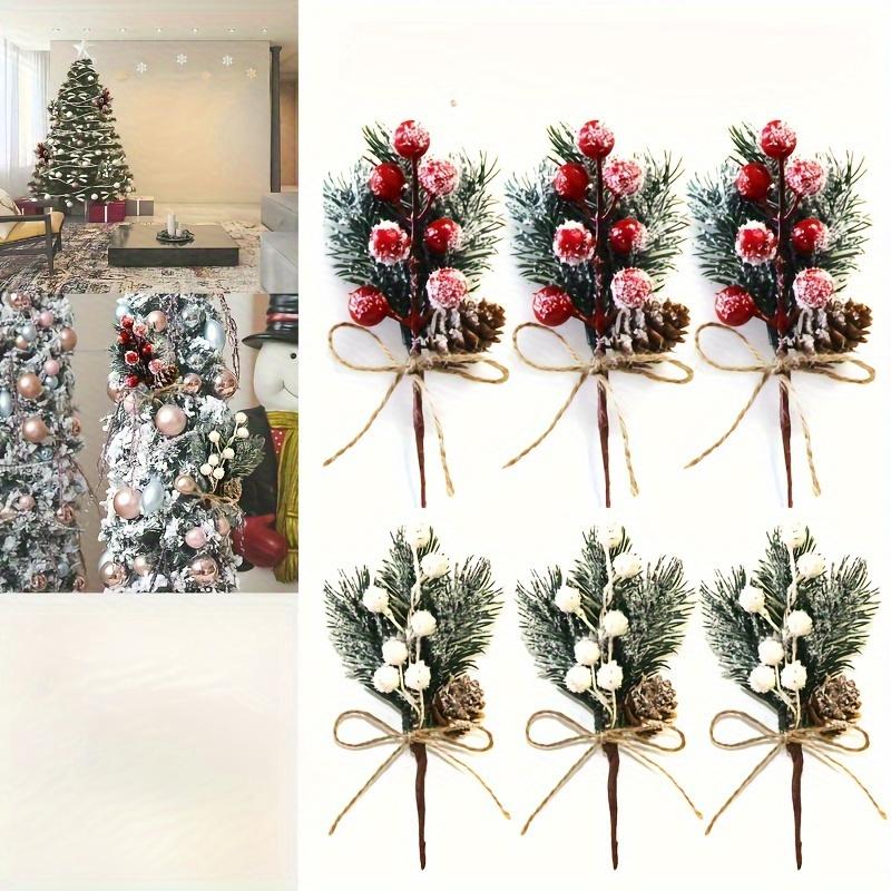 10pcs Festive Christmas Pick Bouquet - Artificial Pinecones and Berries with Rustic Twine, Plastic Floral Picks for Winter Wonderland Ambiance