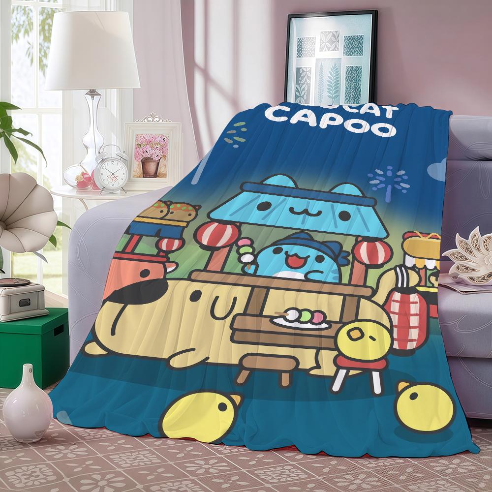 Cute Cartoon B-Bugcat Capoo Blanket Warm And Soft Suitable For Bedroom Living Room Sofa Bed Office Travel Camping