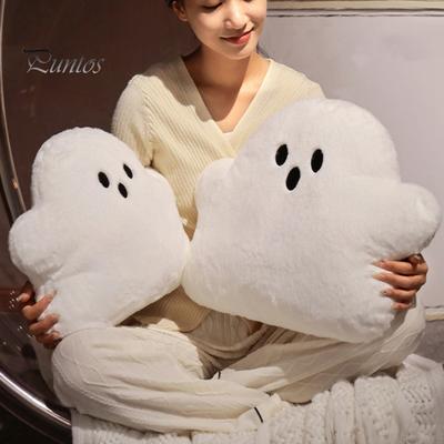 Ghost Pillow Plush White Ghost Doll Cute Soft Flannel PP Cotton Filling Ghost Pendant Halloween Theme Sofa Backrest