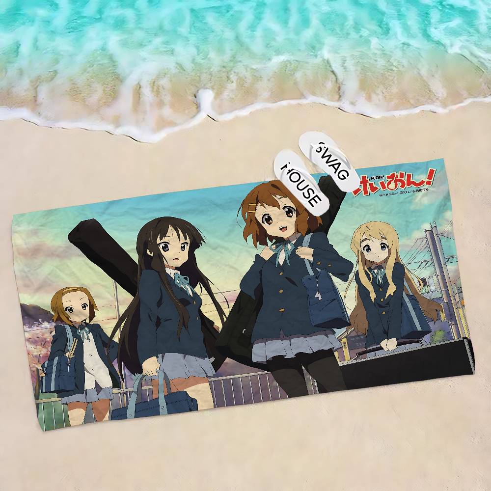Anime K-On Mikrofaser Bedrucktes Strandtuch Bergsteigen Yoga Strand Schwimmen Laufen Saugfähiges Weiches Handtuch